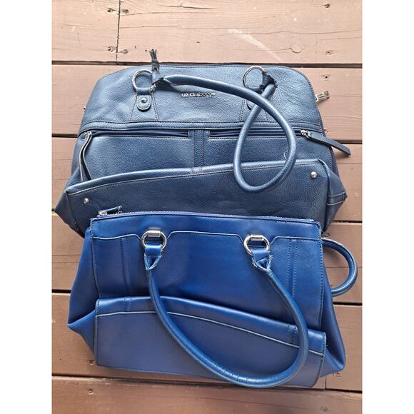 2 vintage liz claiborne purse Navy Blue Leather - Picture 1 of 5